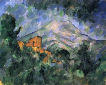  negro Pintura al %C3%B3leo - Montagne Sainte Victoire y el castillo negro Paul Cezanne